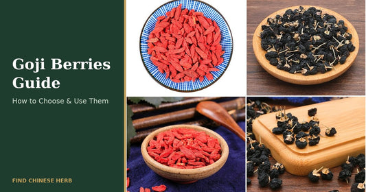 Goji berries guide - red and black goji berries (Gou Qi Zi) in bowls